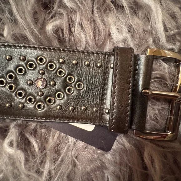 Prada Black Leather Studded Belt-NWT - Picture 3 of 4